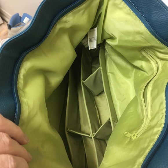 Teal blue organizer handbag - Picture 4 of 5